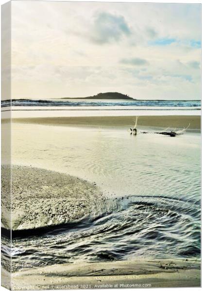Millendreath Beach &amp; Looe Island, Cornwall. Canvas Print by Neil Mottershead
