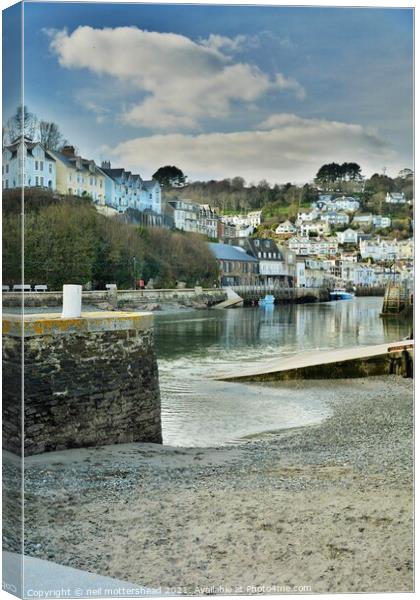 Outgoing Tide At Looe, Cornwall. Canvas Print by Neil Mottershead