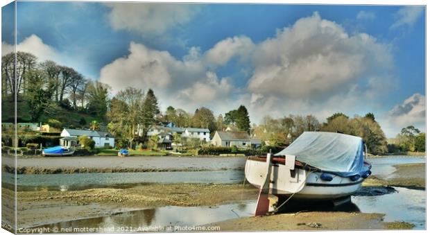 Lerryn At Low Tide, Cornwall. Canvas Print by Neil Mottershead