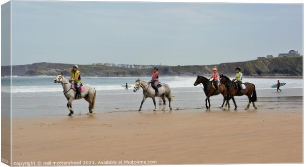 Saddles & Surf, Newquay, Cornwall. Canvas Print by Neil Mottershead