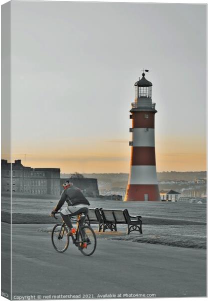 Dawn Rider, Plymouth Hoe. Canvas Print by Neil Mottershead