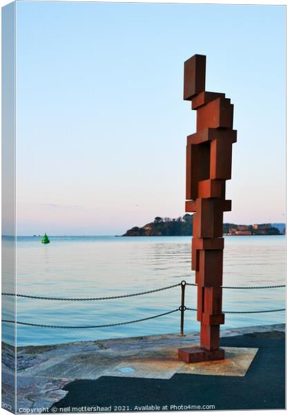 Look II Keeps Watch Over Plymouth Sound. Canvas Print by Neil Mottershead