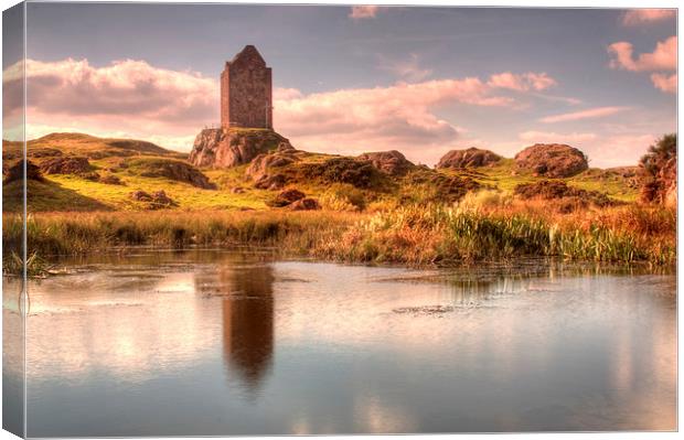 Smailholm Tower and Pond Canvas Print by Gavin Liddle