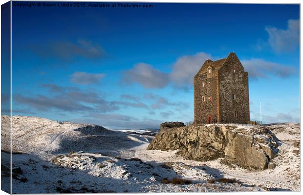  Smailholm Tower in the Snow Canvas Print by Gavin Liddle