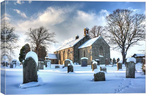 Ednam Kirk in the Snow Canvas Print by Gavin Liddle