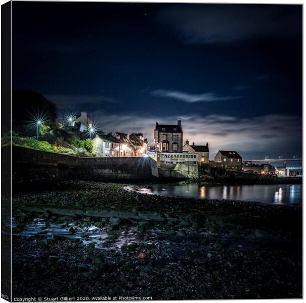 South Queensferry at Night Canvas Print by Stuart Gilbert
