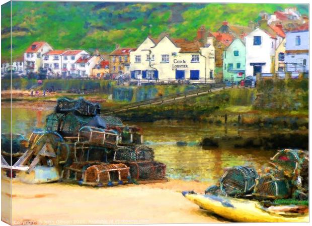 Staithes, North Yorkshire, Hybrid Picture  Canvas Print by John Gibson