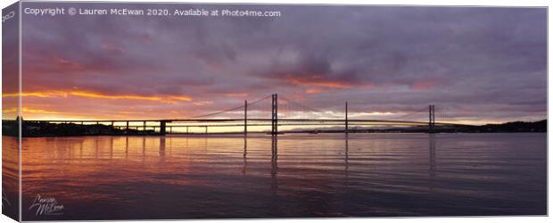 Sunset Across the Forth Canvas Print by Lauren McEwan