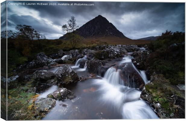 Moody Glencoe Waterfall Canvas Print by Lauren McEwan