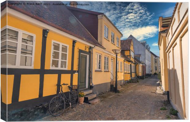 Old narrow streets in faaborg city, Denmark Canvas Print by Frank Bach