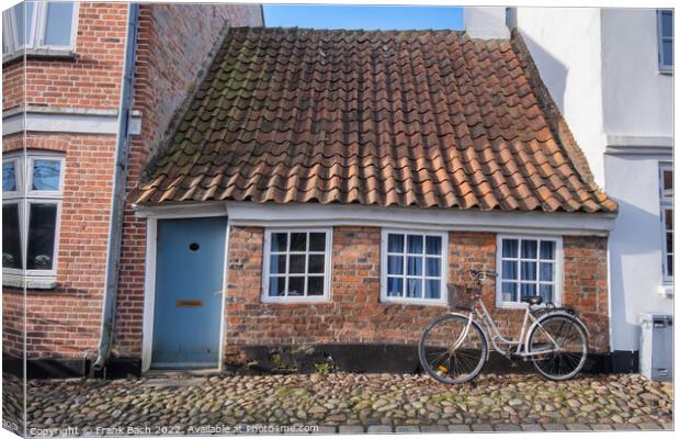 Cobbled streets in the old medieval city Ribe, Denmark Canvas Print by Frank Bach