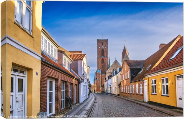 Cathedral in old medieval city Ribe, Denmark Canvas Print by Frank Bach