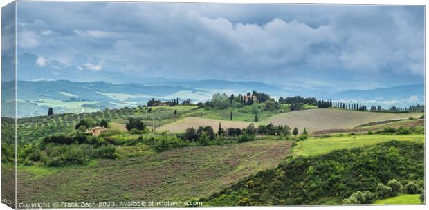 Tuscan landscape farmland outside Voleterra, Tuscany Italy Canvas Print by Frank Bach