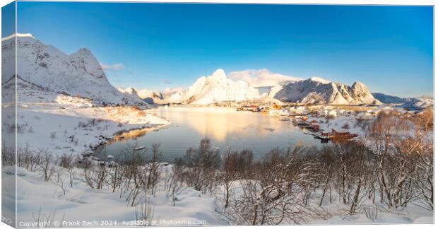 Lofoten Rein panorama over the fishing village, Norway Canvas Print by Frank Bach