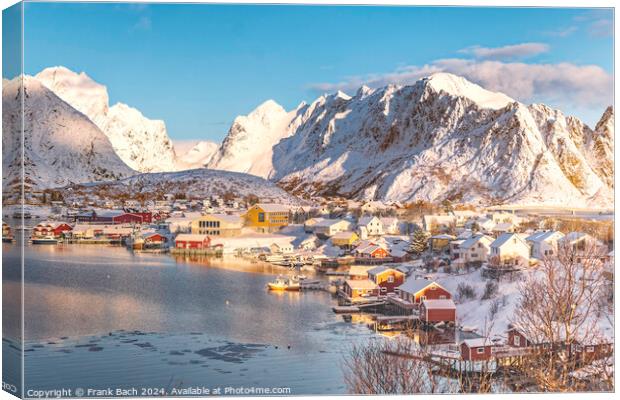 Lofoten Reine panorama over the fishing village, Norway Canvas Print by Frank Bach