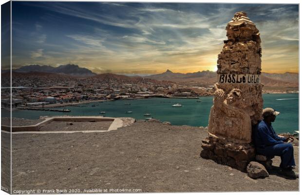 Panorama over Mindelo Harbor on Sao Vicente, Cape Verde Islands Canvas Print by Frank Bach