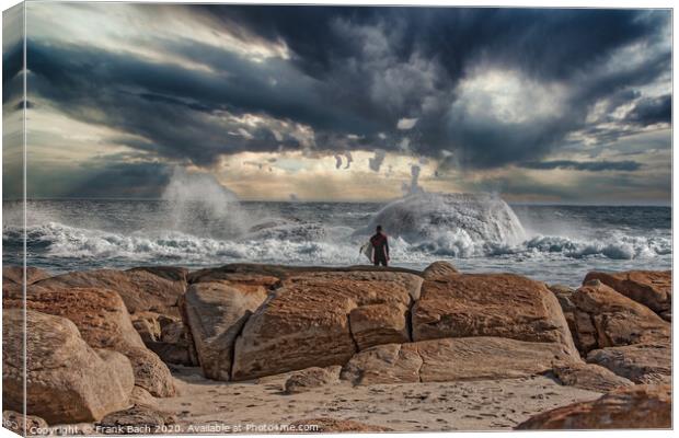 Surfer waiting for the right moment near Yallingup Canvas Print by Frank Bach