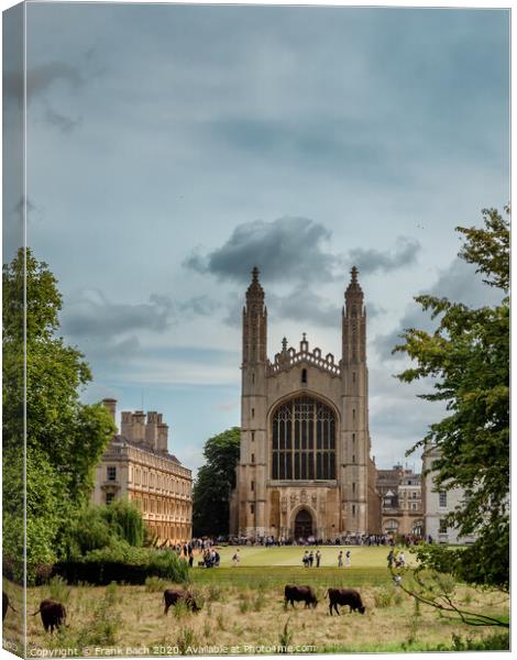 Kings college University and chapel in Cambridge, England Canvas Print by Frank Bach