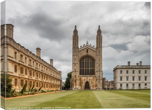 Kings college University and chapel in Cambridge, England Canvas Print by Frank Bach