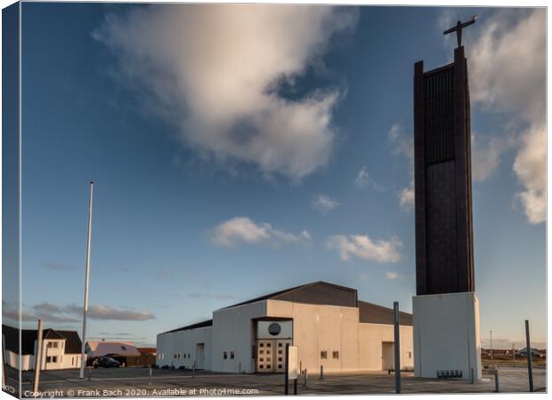 Modern church building in Thyboroen at the West Coast in Denmark Canvas Print by Frank Bach