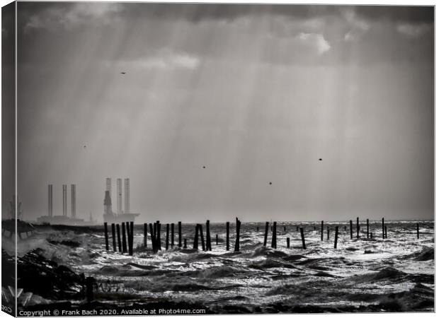 Beach promenade in Hjerting near Esbjerg in stormy Weather, Denmark Canvas Print by Frank Bach