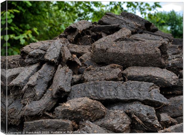 Peat bog turf in a rural countryside, Ireland Canvas Print by Frank Bach