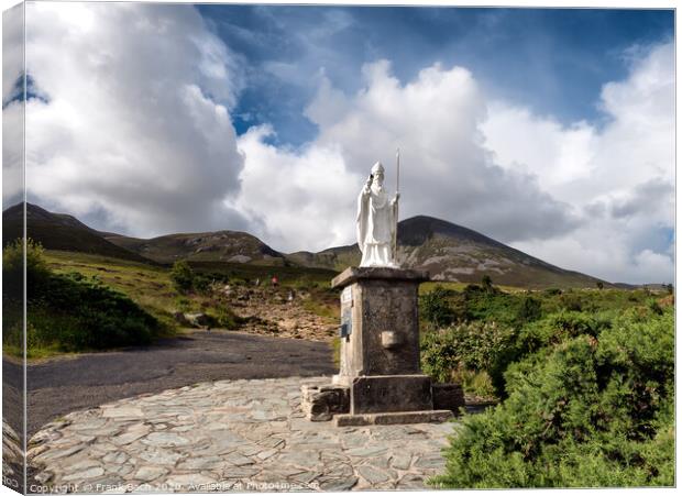 Pathway start with statue to Croagh Patrick in Westport Ireland Canvas Print by Frank Bach