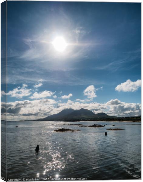Croagh Patrick in clouds seen from Louisburgh small harbor, Ireland Canvas Print by Frank Bach