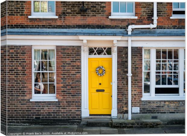 Yellow door with easter eggs in London Canvas Print by Frank Bach