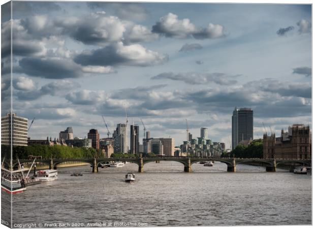 Thames with docklands and the Parliament Canvas Print by Frank Bach