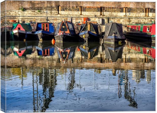 Boats in the canals in London on the way to Camden Canvas Print by Frank Bach