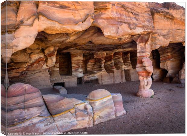 Dwellings homes in Petra lost city  Canvas Print by Frank Bach