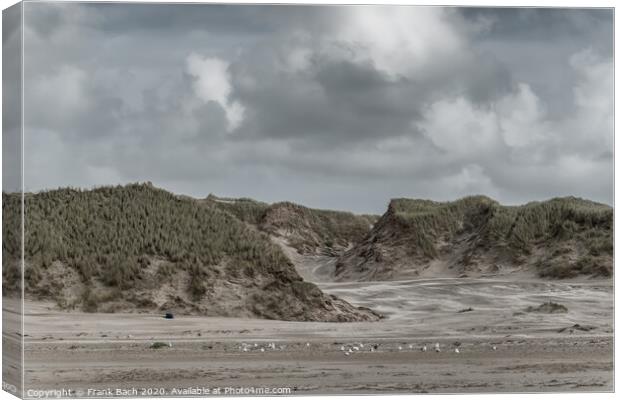 Blaavand beach dunes at the North sea coast on a windy day, Denmark Canvas Print by Frank Bach
