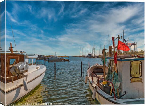 Small Norsminde harbor with local fishing vessels, Denmark Canvas Print by Frank Bach