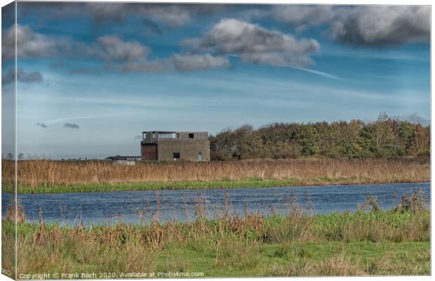 Pumping station North in the meadows wetlands of Skjern in Denmark Canvas Print by Frank Bach