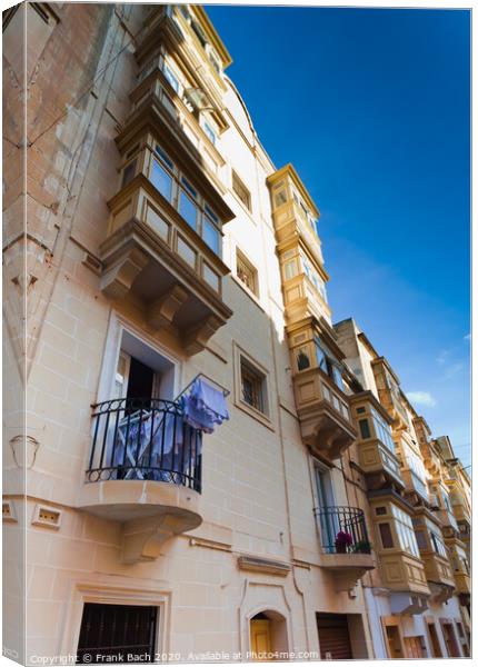 Typical Maltese building with balconies Canvas Print by Frank Bach