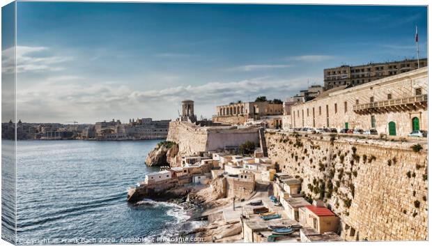 Harbor of Valetta with Bell Tower Memorial, Malta Canvas Print by Frank Bach
