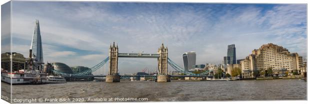 Tower bridge panorama in London seen from river Thames Canvas Print by Frank Bach