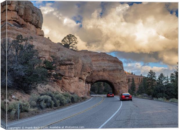 Red Arch road tunnel on the way to Bryce Canyon National Park, Utah Canvas Print by Frank Bach