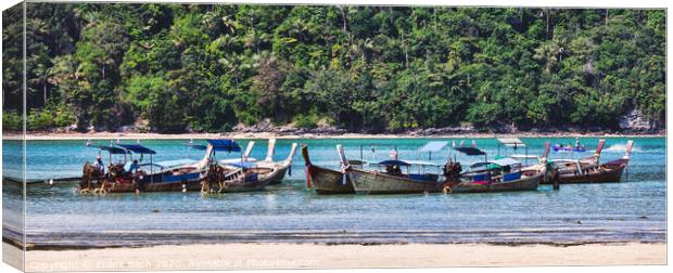 Longboats on Phi Phi Island  Thailand Canvas Print by Frank Bach
