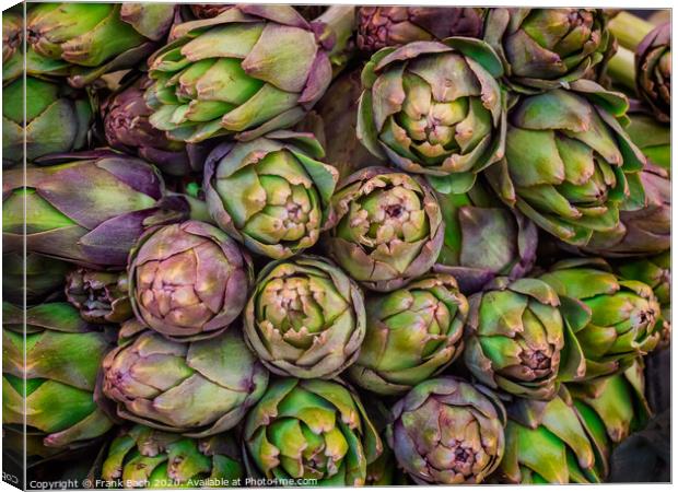 Artichokes for sale on a farmers market in Rome, Italy Canvas Print by Frank Bach