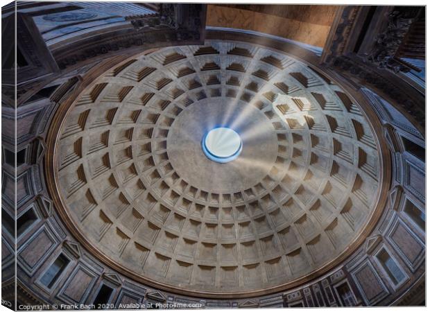 Pantheon roof in Rome with sunrays, Italy Canvas Print by Frank Bach