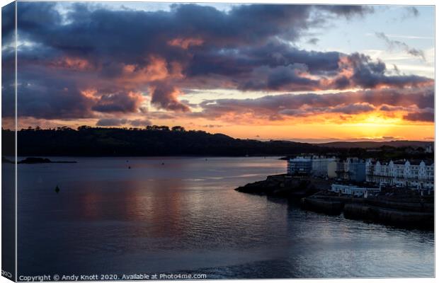 Sunset in Plymount sound, England Canvas Print by Andy Knott