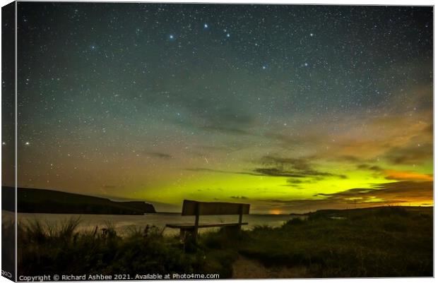 Magnificent viewing point for a Shetland Aurora Canvas Print by Richard Ashbee