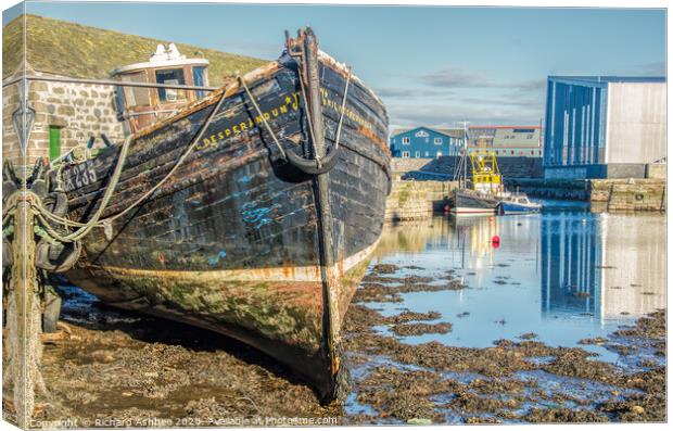 Old Shetland fishing boat, Hays dock, Lerwick, She Canvas Print by Richard Ashbee