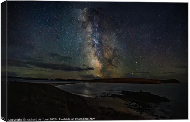 Milky Way over St Ninian's Isle, Shetland Canvas Print by Richard Ashbee