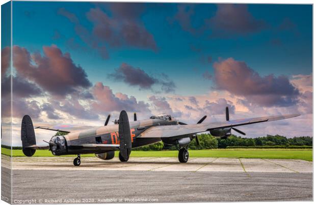RAF Lancaster at Sunset Canvas Print by Richard Ashbee