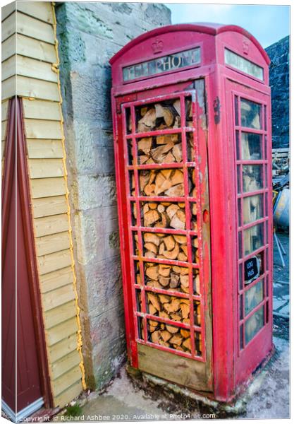 Red telephone box store in Lerwick Shetland Canvas Print by Richard Ashbee