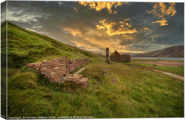 The old fishing station at Heylor Shetland  Canvas Print by Richard Ashbee