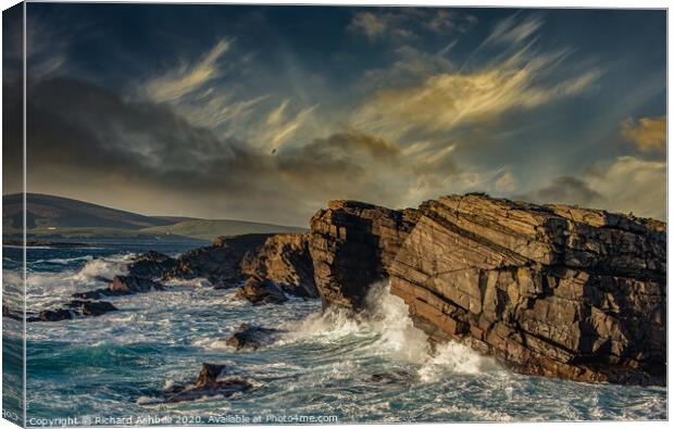 Scatness winter Storm in Shetland Canvas Print by Richard Ashbee